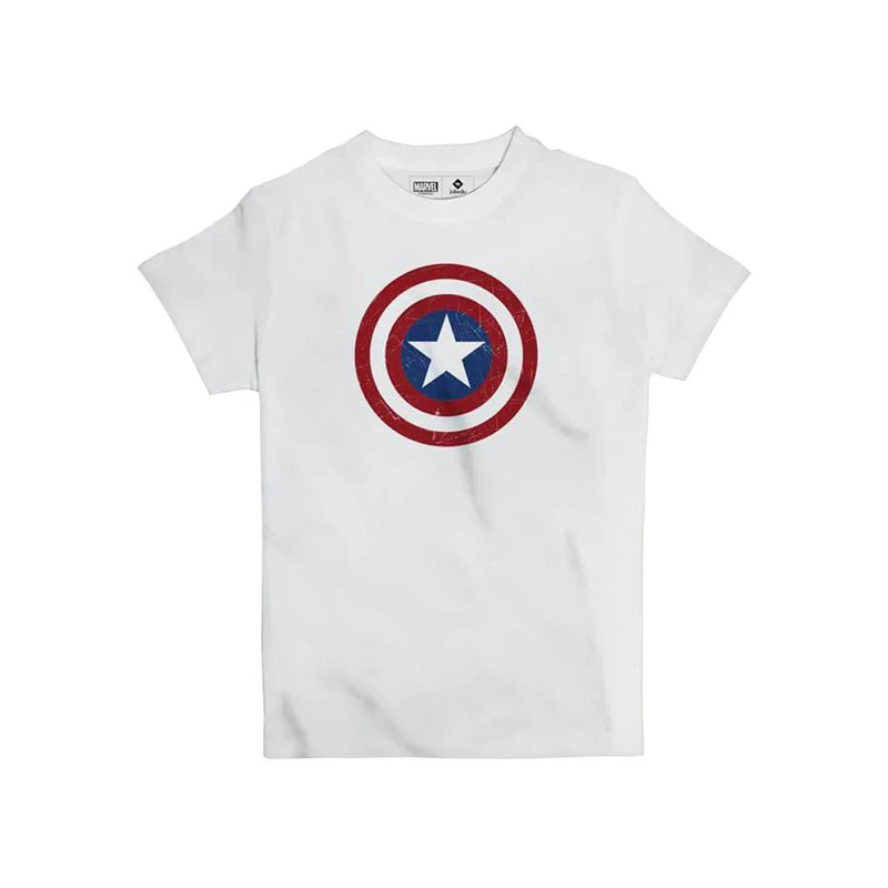 Jobedu Marvel Captain America Shield Logo T-Shirt - White - تي-شيرت - Size:10-11 Years Old